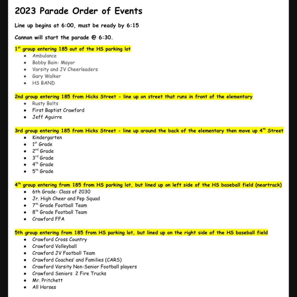 order of events